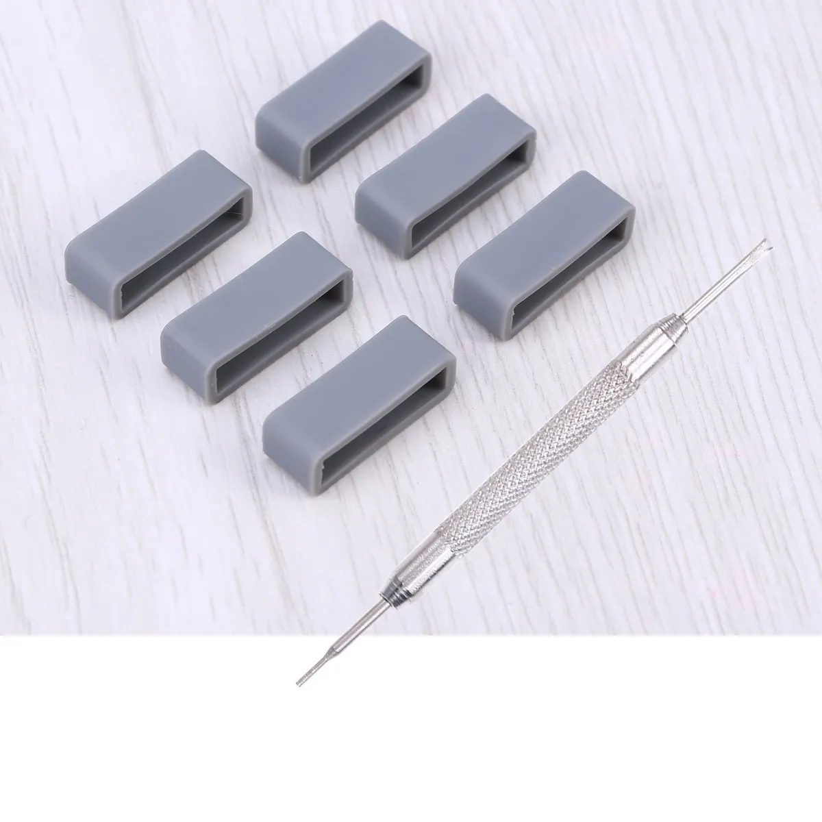 

Набор из 6 силиконовых петель-фиксаторов для ремешков часов 20 мм с инструментом для ремонта