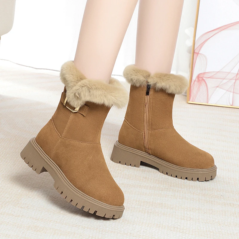 AIYUQI Women Snow Boots 2024 New Genuine Leather Large Size Winter Boots Women British Style Wool Warm  Marton Boots Women