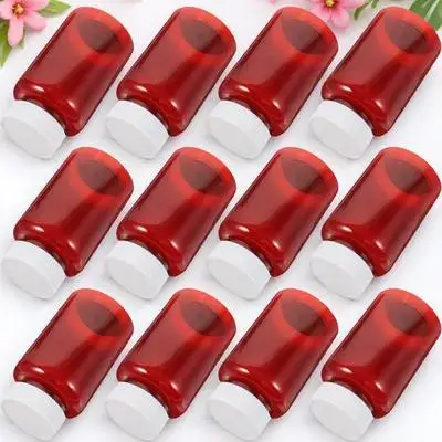 

12 Pcs Pill Jar Amber Bottles Small Organizer for with Cover PET Capsules Empty Medicine The