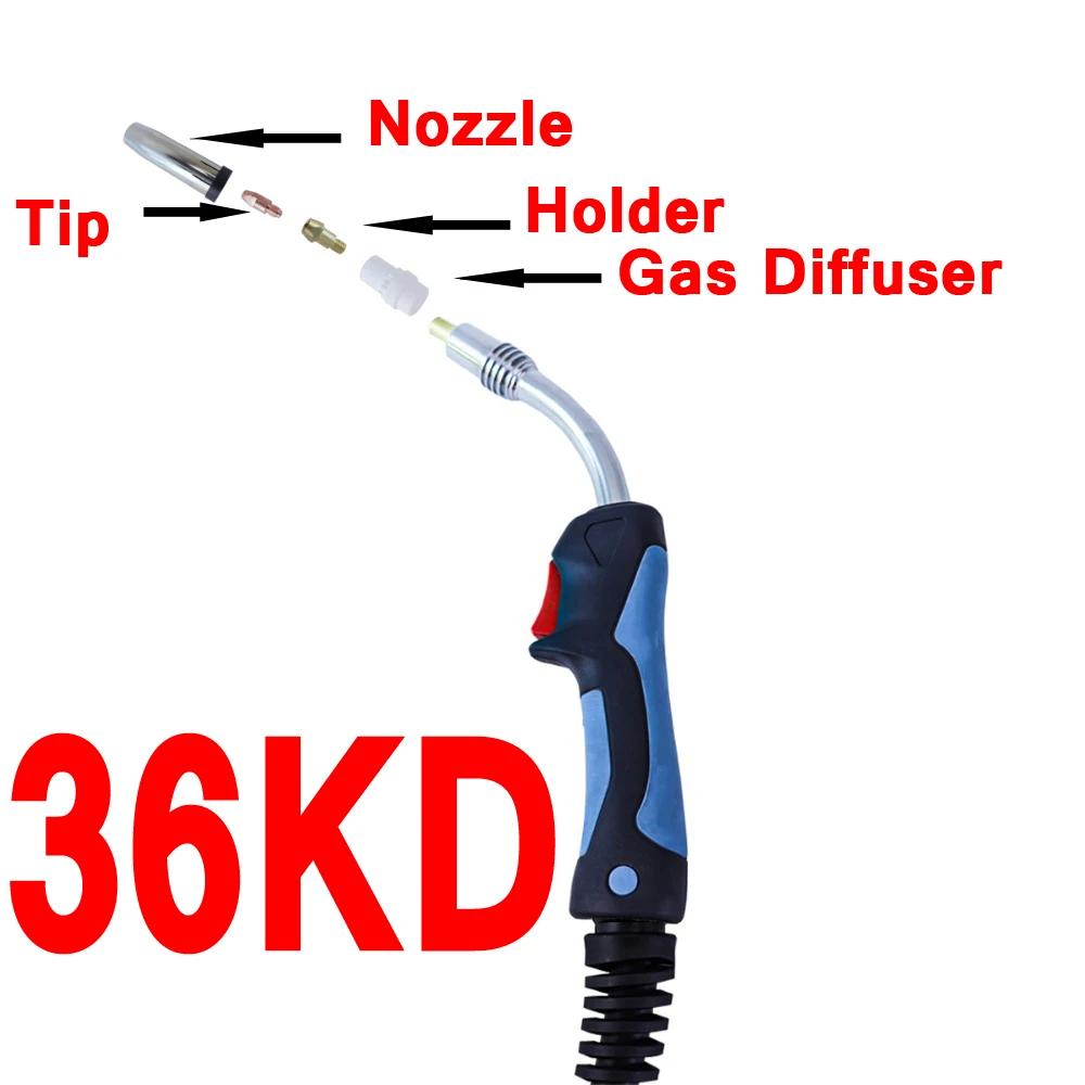 8Pcs/Set 36KD Welding Torch Tips Welder Gun Consumables Gas Nozzle Tips Holder Tips Gas Diffuser for EU Style MIG Torch