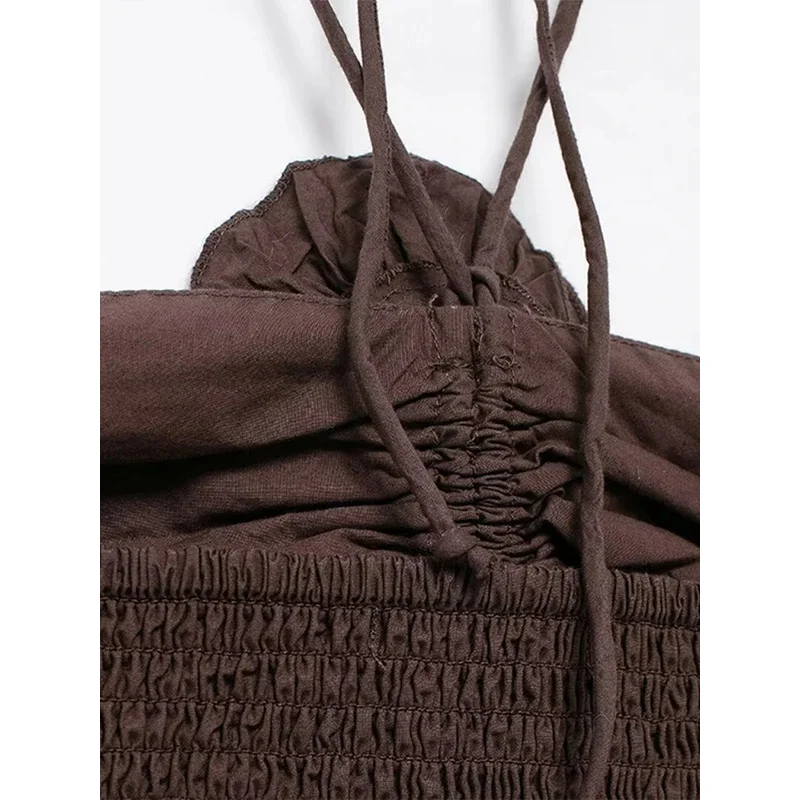 Sexy 3D flower halter long dress women pleated backless patchwork sleepveless off shoulder party dresses 2024 new holiday robe