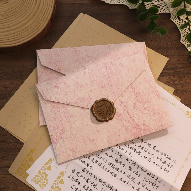 Busta con texture stile canale con busta dorata da 5 pezzi per invito con biglietto di auguri di compleanno con lettera d'amore scritta a mano