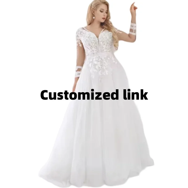 

Customized link Bohemian Long Sleeves Wedding Dress For Women Corset Low Back Floor Length Lace Appliques
