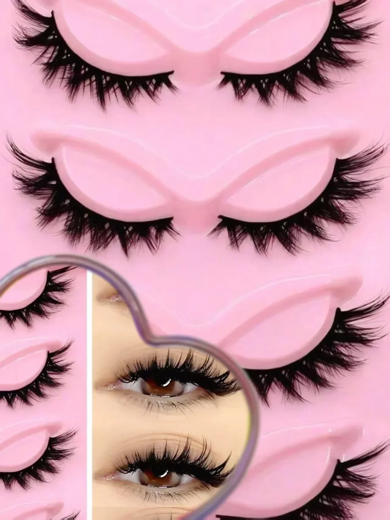3D Voluminöse Flauschige Faux-Mink-Wimpern 5 Paar Dicke Weiche Leichte Wiederverwendbare Streifen-Wimpern Handgefertigt – Detail 4