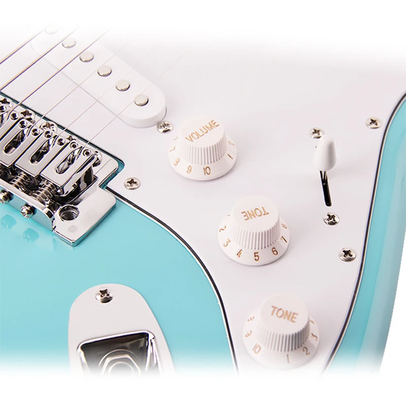 Beginner Electric Guitar Solid Alder Wood Body, Gloss Metallic Finish SSS Pickup, Multiple Colors Option for Practice