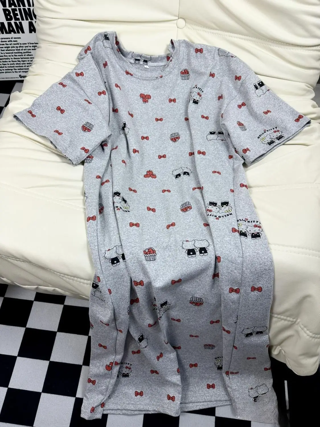 Sanrio Hello Kitty Pajamas Dress Summer Long Skirts Nightdress Y2K Short Sleeve Long Dresses Sleepwear Cute Pijama Home Wear New