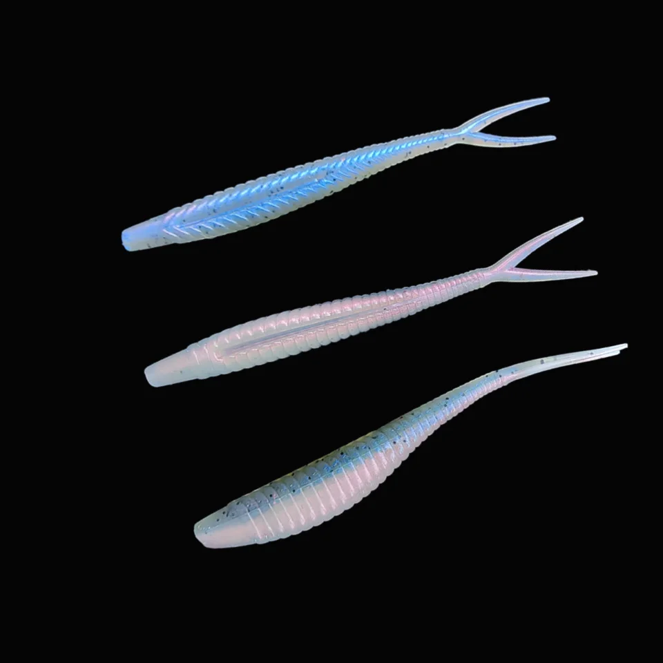 MUKUN 10PCS New Fishing Lure Jerk Shad Bait Split tail Minnow Crankbait 70mm 1.8g Soft Plastic Swimbait for Bass Fishing
