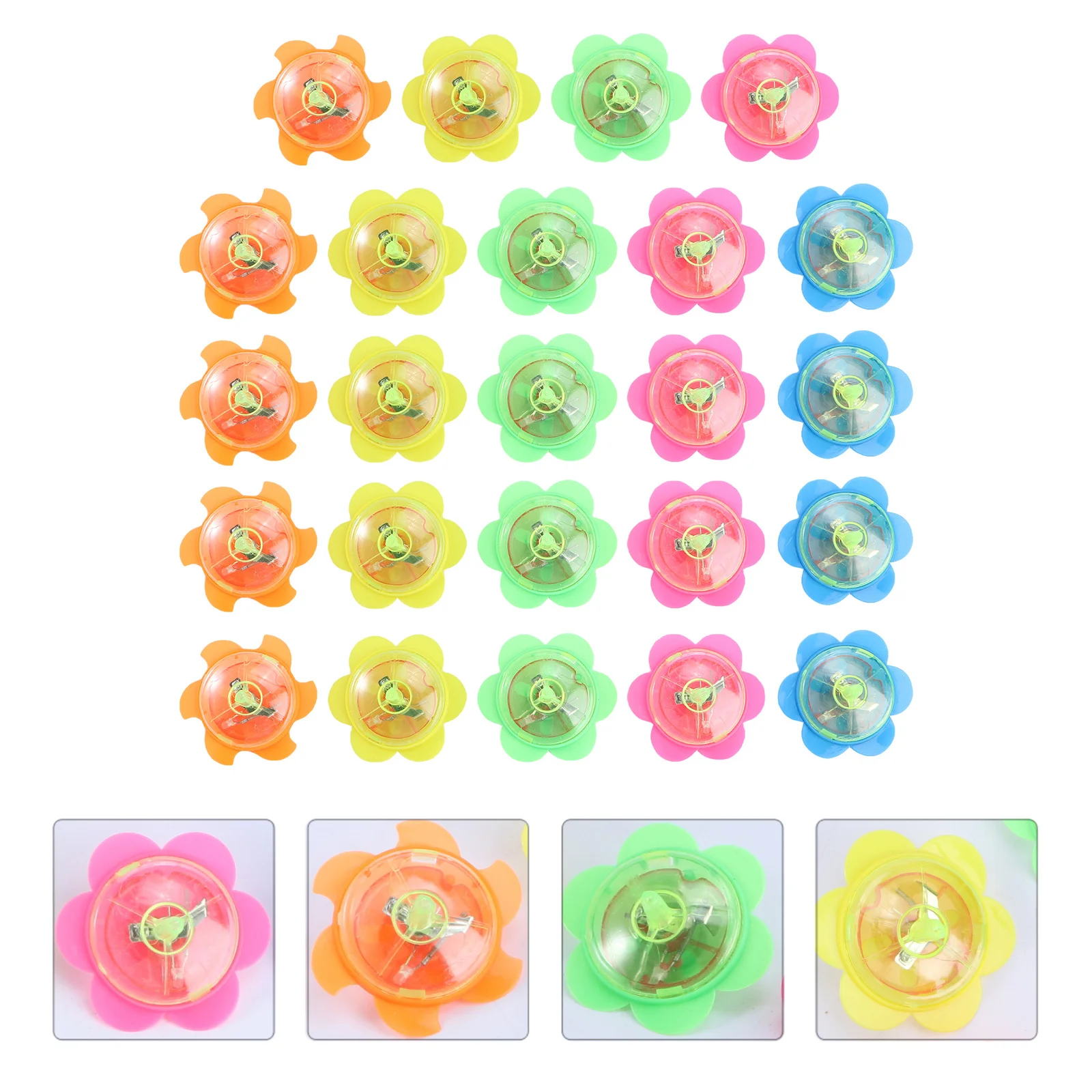 

24Pcs Mini Plastic Spinning Tops Flashing Gyroscope for Kids Bright Color Durable Fun Game Plastic Top Flashing Peg-Top