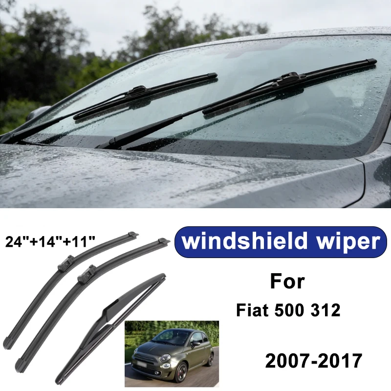 

For Fiat 500 312 2007-2017 car windshield front/rear wipers, silent wiper blades,car blade brush accessories