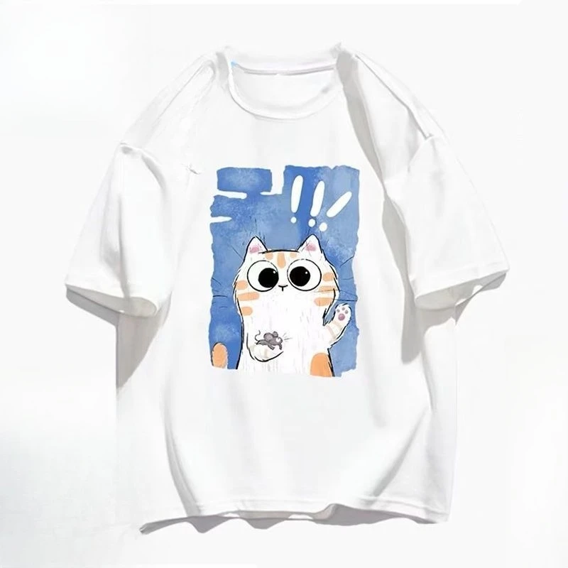 تي شيرت Livre D'images De Marque À La Mode Chat Et Souris Dessin Animé تي شيرت À Manches Courtes En Coton Lourd Hommes Et Femmes #4