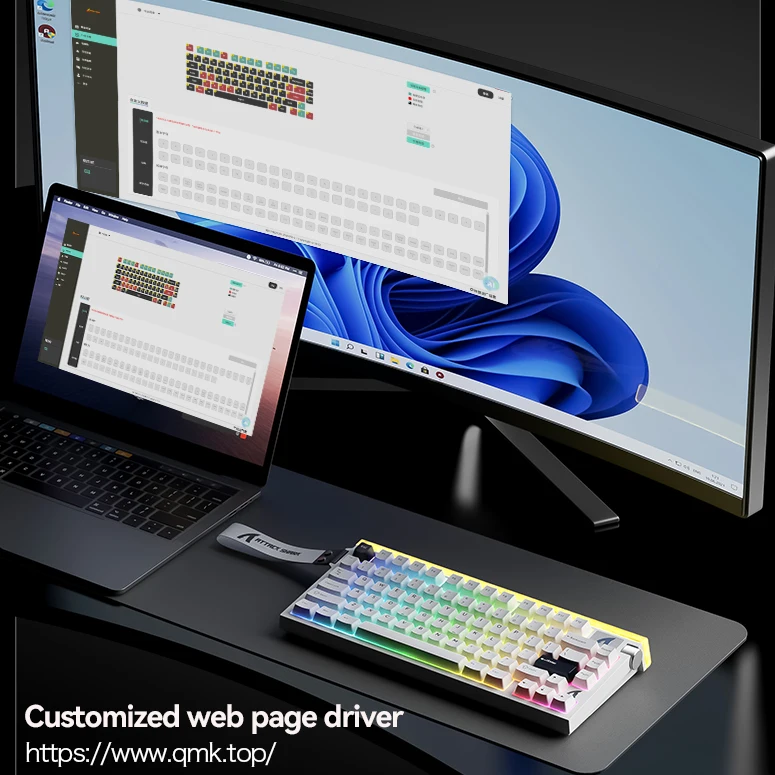 لوحة مفاتيح سلكية ATTACK SHARK R85 HE 8 كيلو هرتز، مفتاح مغناطيسي، دقة 0.005 مم RT، تدعم صنبور RT/Snap/DKS/MT/TGL، مع صندوق إضاءة مخصص