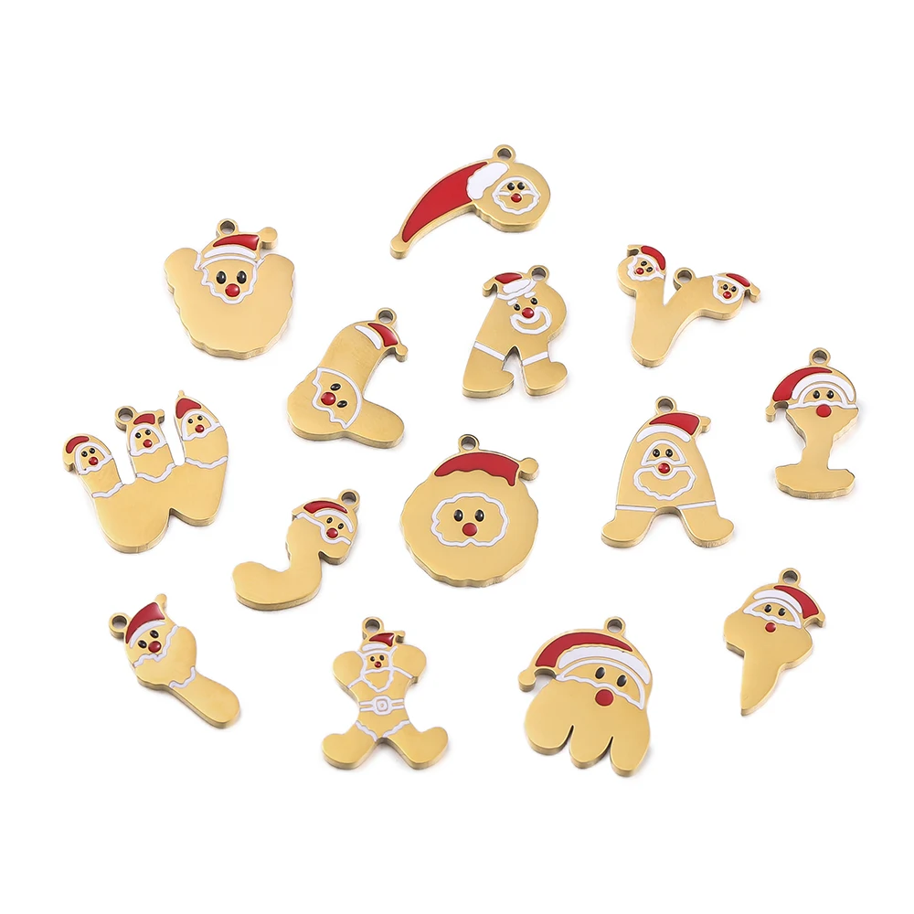 

1pcs/Lot Stainless Steel Cartoon Christmas Socks Snowman Santa Charms Pendants For DIY Fashion Jewelry Making Accessories