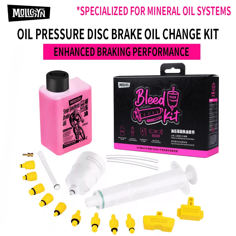 

MolicSYN Semi-Synthetic Bike Brake Oil Kit - Mineral Oil Bleed Tool for Mountain/Road Bikes