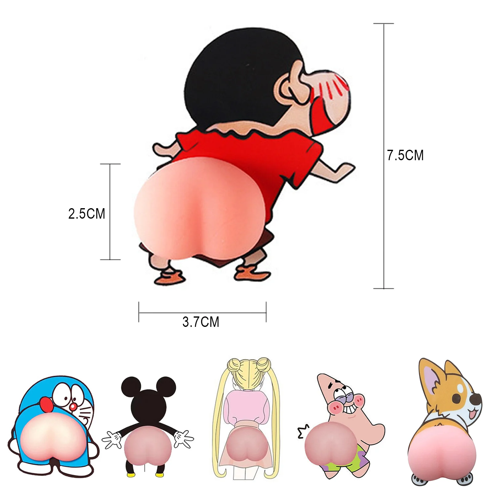 الكرتون لطيف بعقب باب السيارة المضادة للتصادم شريط مطاطي ملصق سيليكون سيارة الجانب مرآة الرؤية الخلفية الوفير ملصقات السيارات الديكور