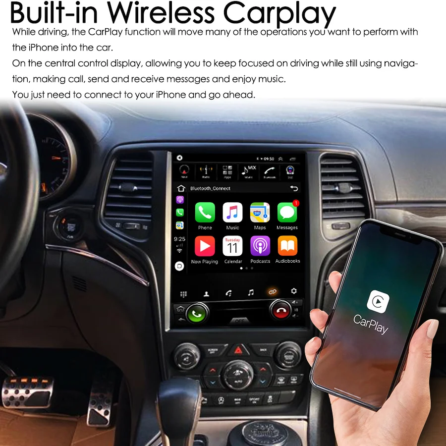 256GB Android 14 IPS schermo Tesla Style autoradio navigazione GPS per JEEP Grand Cherokee Stereo Multimedia Video Player 12.8 pollici