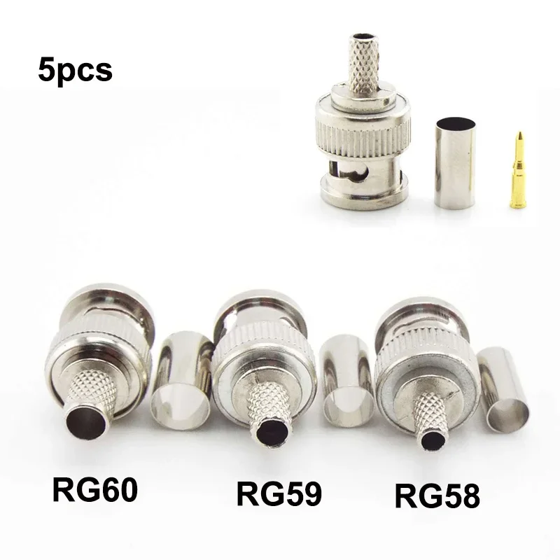 5Pcs Bnc Male Crimp…