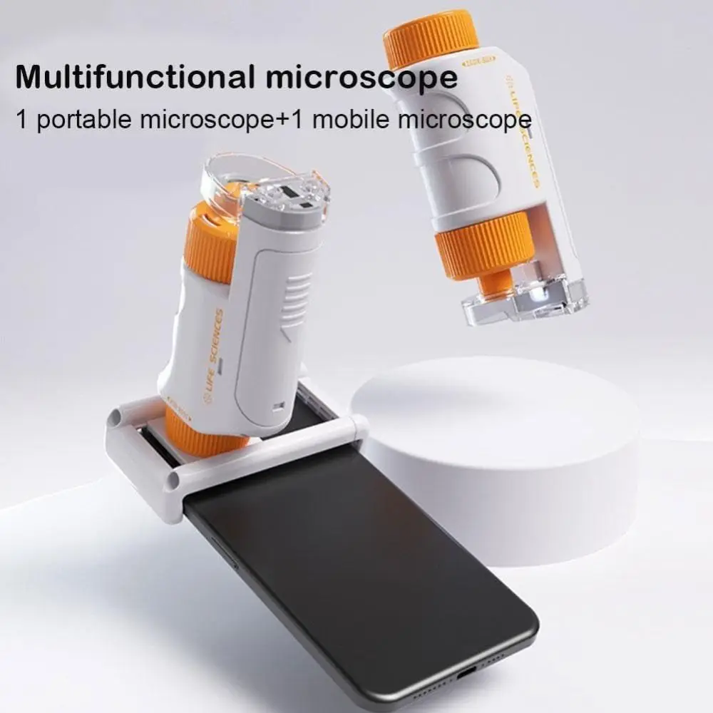 Minilabsters Miniscope Kids, Mini Labsters Portable Microscope 60x-120x Magnification with LED Lights Handheld Pocket Microscope