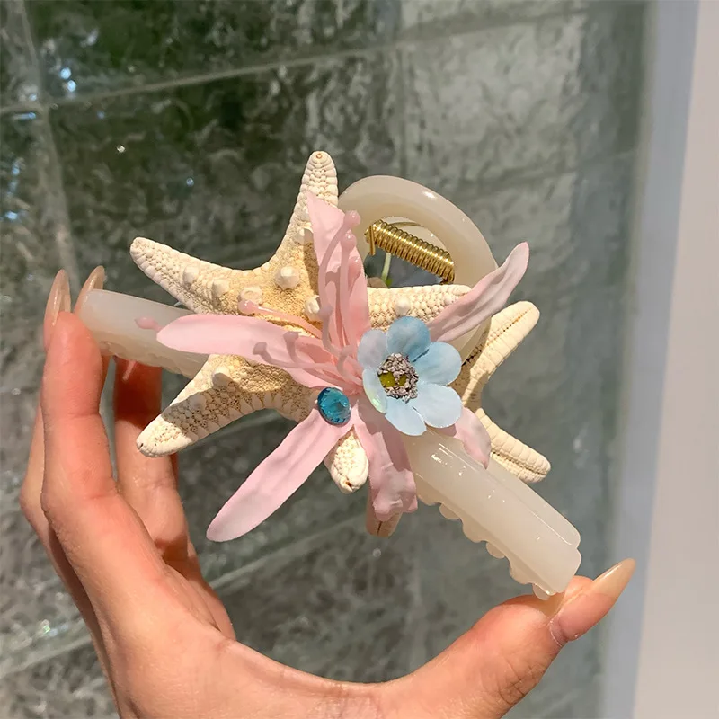 

DuoShang Summer Eternal Flower Starfish Hair Claw Beach Ocean Series Claw Clips Crab Hair Clips for Women Girls Hair Accessories