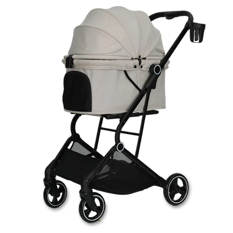 Quick Shipping Adjustable Comfortable 4-Wheel Dog Stroller For Small Dogs Lightweight Detachable Carrier Iron PA Material 25kg