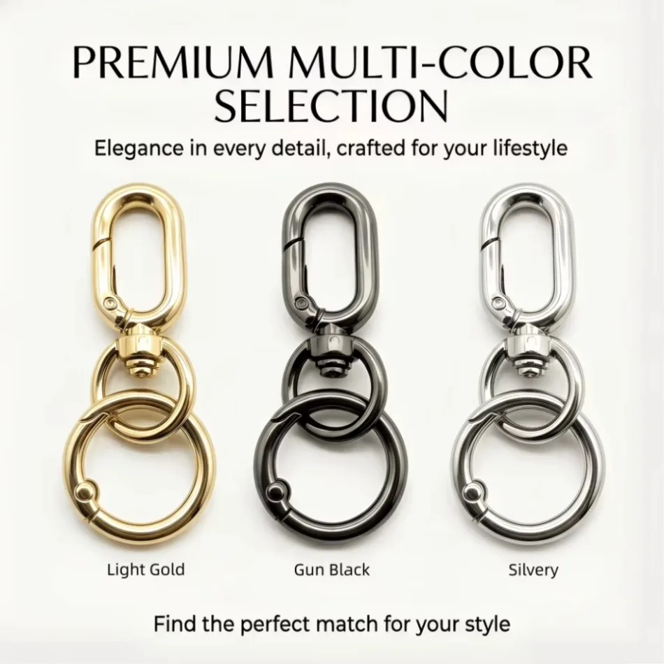 2/10/60 Sets Double Opening Swivel Clasp Clips Snap O Ring Metal Spring Swivel Hooks for Keychains DIY Crafts Gift Travel ﻿