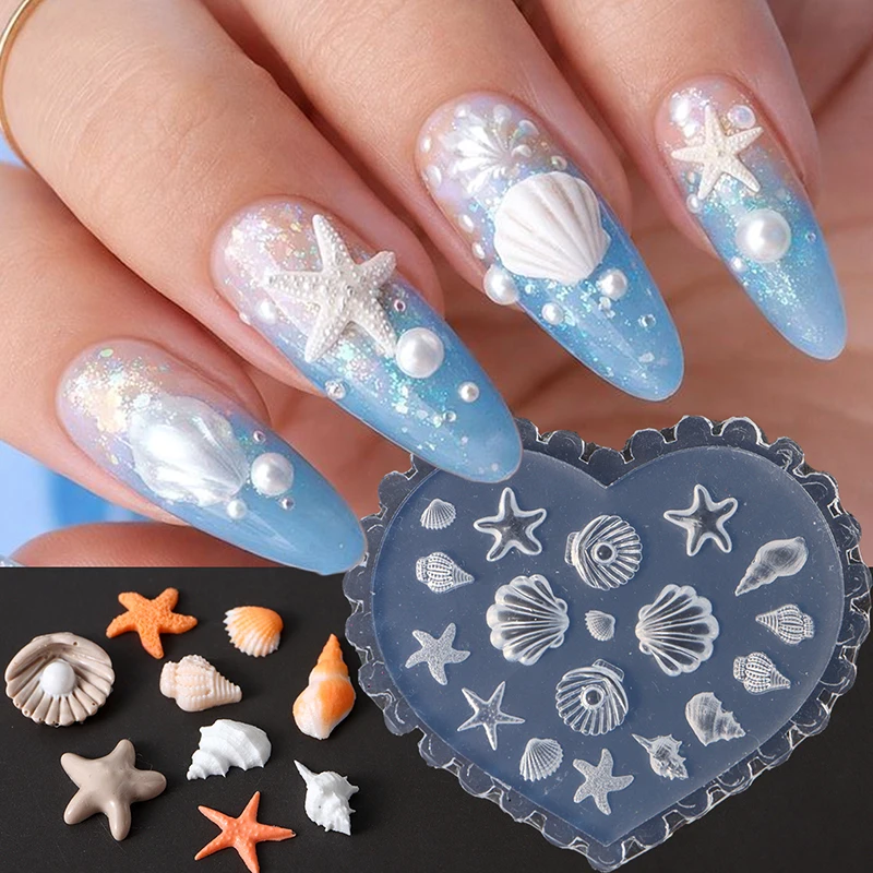 Summer Ocean Starfish Nail Silicone Mold Cute Sea Shell Conch Nail Mold Beach Nail Art Carving Template DIY Manicure Accessories