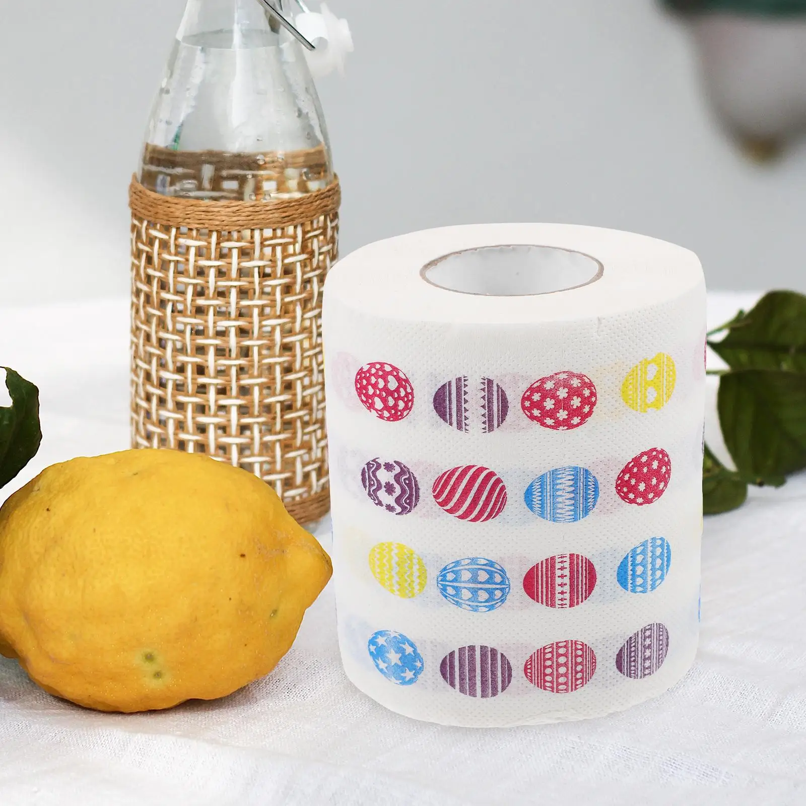 2-Rollen eierbedrucktes Toilettenpapier, bedrucktes Toilettenpapier, weiches, dekoratives Badezimmerpapier, reisefreundliches Reinigungsmittel