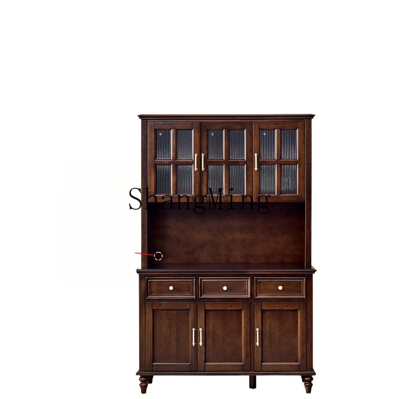 

ZYH all solid wood locker upper and lower double-layer high cabinet retro guest restaurant storage cupboard