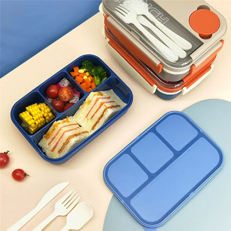 

B03C-Bento Box, Lunch Box Kids, Bento Lunch Box For Kids/Toddler/Adults, 1300ML-4 Compartment Bento Box Adult Lunch Box Durable