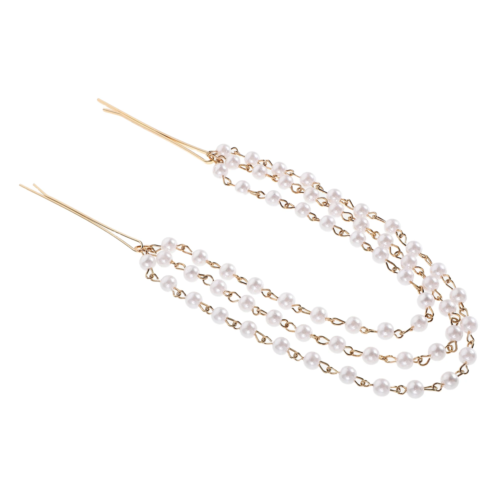 

Elegant Pearl Tassel Hair Clip Lightweight Durable Bridal Wedding Accessories For Women Layered Chain Barrettes Handmade Side