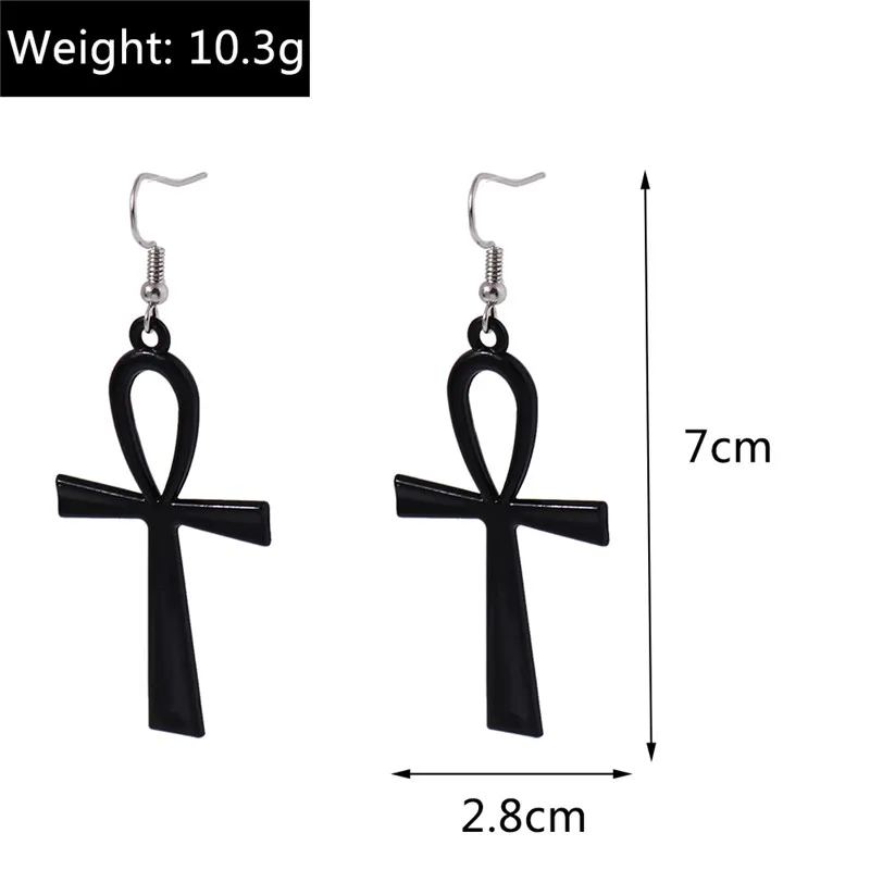 Aihua Große Steampunk Vintage Ägyptische Ankh-Kreuz-Ohrringe für Damen und Herren, Gothic Persönlichkeits-Ohrringe für Damen und Herren, Schmuck – Detail 15