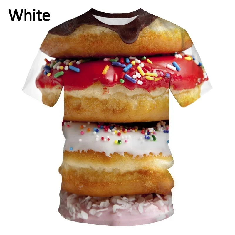 Summer New Food Pattern Men\'s Printed T-shirt Street Fashion Harajuku Round Neck Large Comfortable Short sleeved TopSummer New F