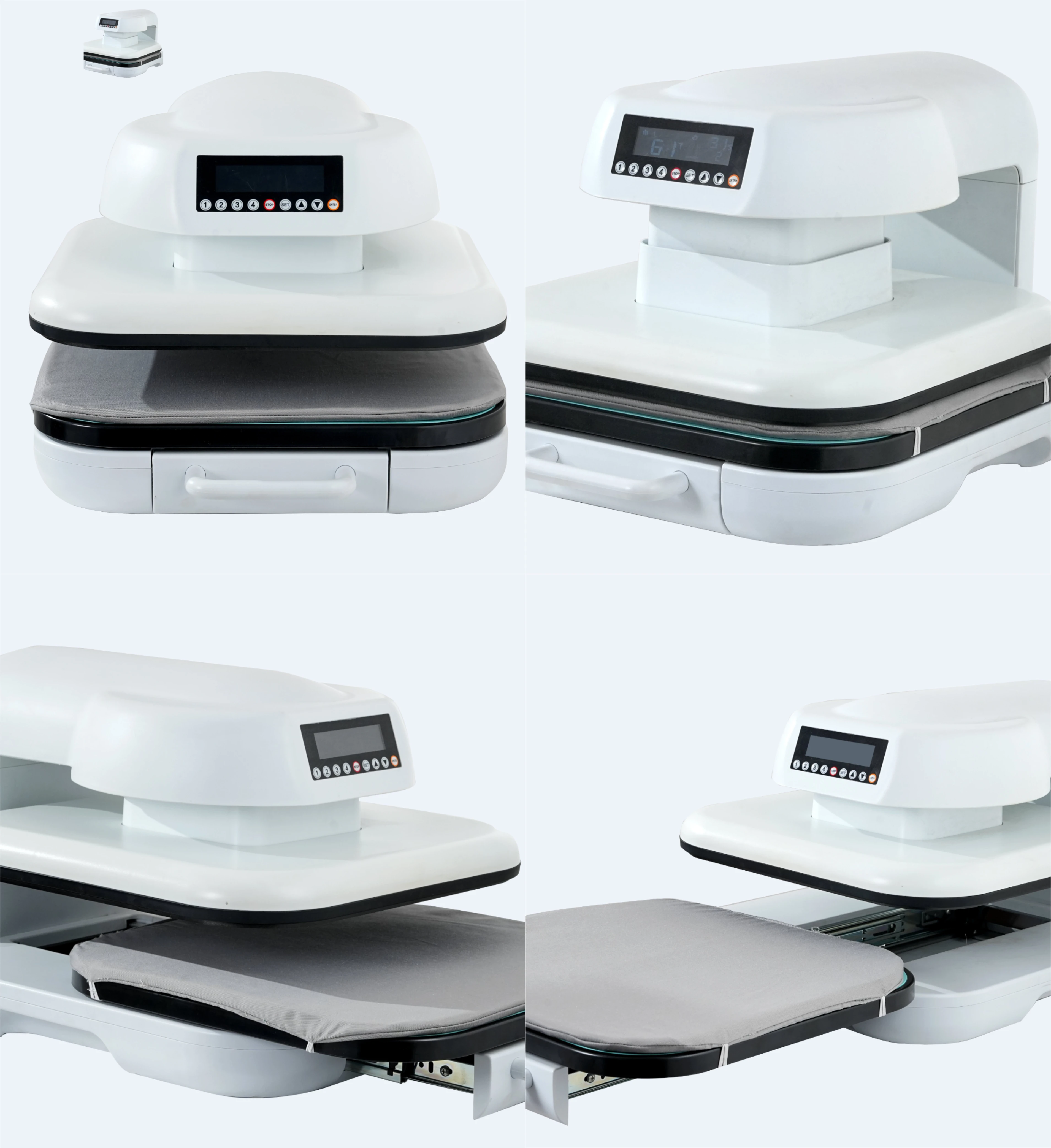 

WJW NEW Design Intelligent Manufacturing High Pressure Sublimation Slide Rail T Shirt Auto-Open 38*38 cm Heat Press Machines