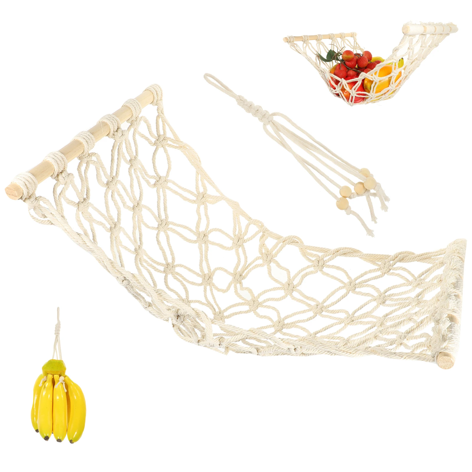 

Fruit Hammock Storage Basket ganizer Hanging Decorative Kitchen Cotton Rope Home Accessory Multi Function Vegetable Household