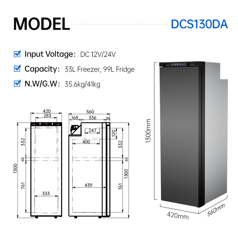 Compact 12V 24V DC Compressor Car Fridge 132L RV Refrigerator For 4X4 Camping Recreational Vehicles Truck Boat