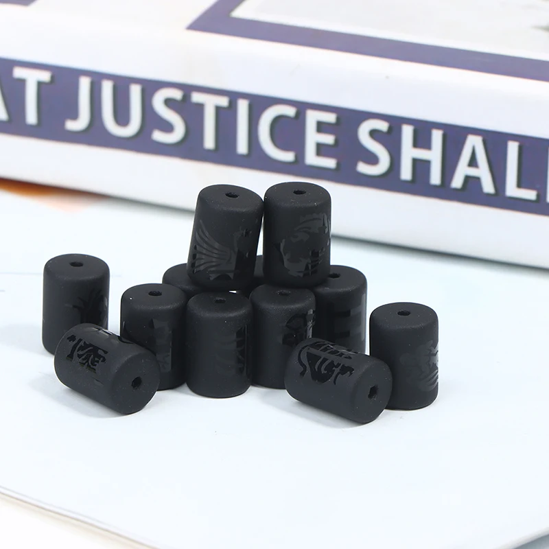 12 Zodiac Beads Charms Matte Black Onyx Constellation Beads Cylinder Pendant