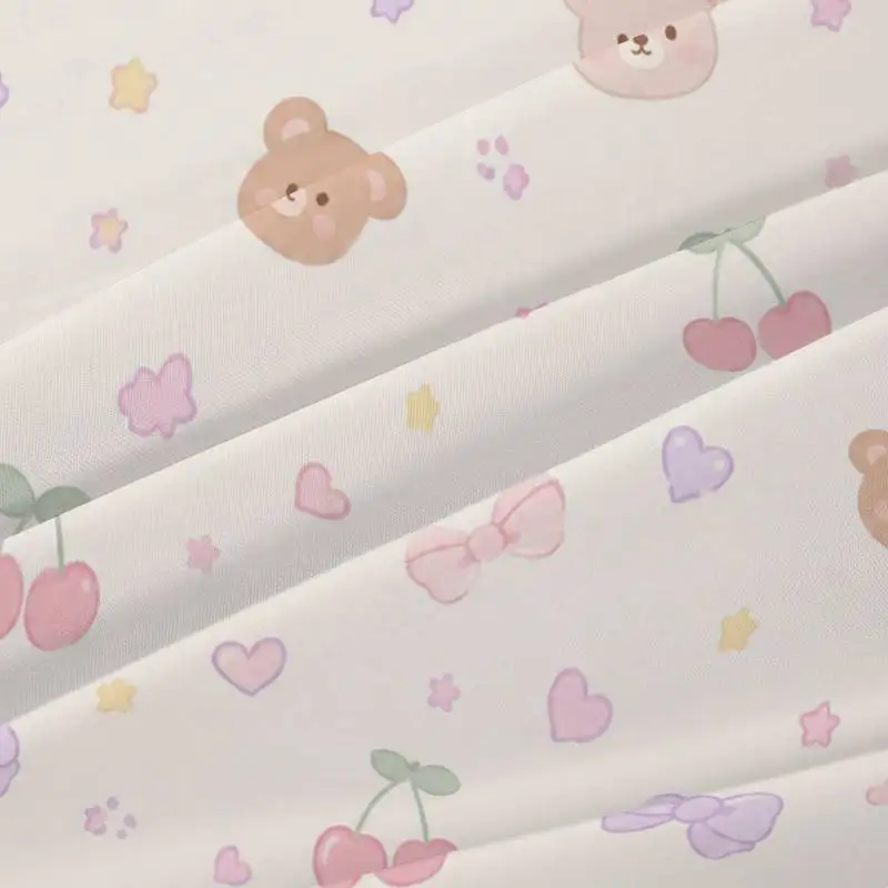 3Pcs Bearcherry Fitted Sheet Three Piece Set (1*Fitted Sheet + 2*Pillowcases, Coreless), Bedding Set.