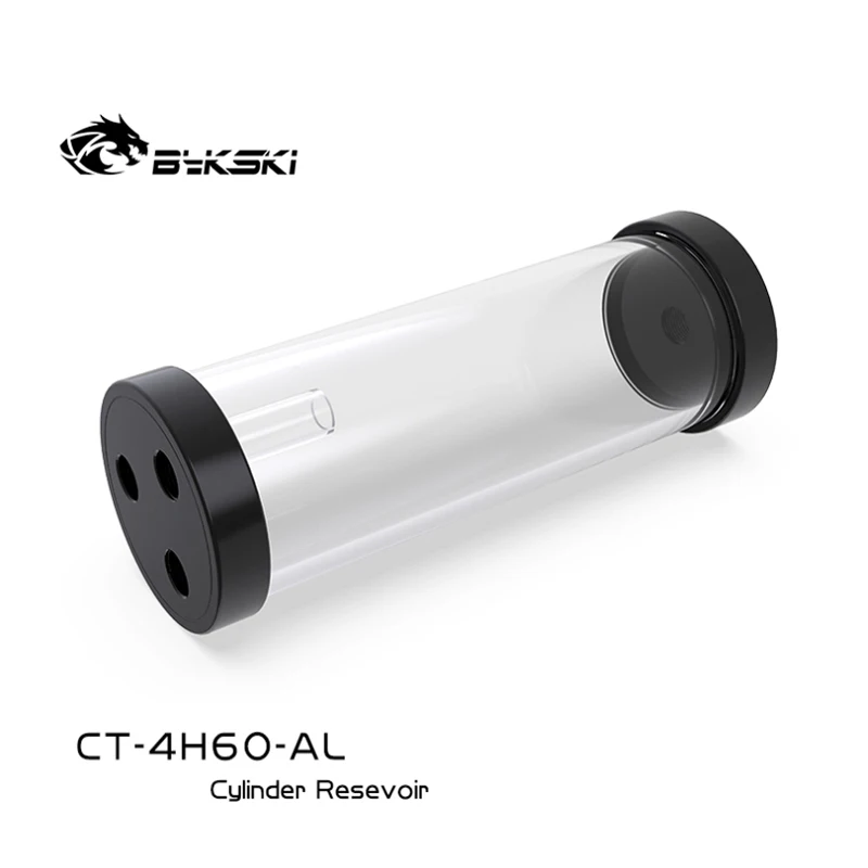 BYKSKI CT-4H60-AL 80/130/180/240 mm x 60 mm diameter cilindrische watergekoelde tank aluminium koelvloeistof + acryl G1/4 reservoir