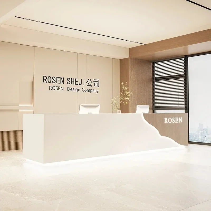 

Reseption Desk Electronic Book Furniture For Stores Luxurious Office Companies Salon Counter Reception Table Minimalist Modern