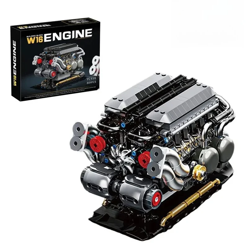 

YC556 W16 двигатель MOC строительные блоки механическая имитация двигателя модель 801 шт. кирпичи настольные украшения сборка игрушки подарки для мальчиков