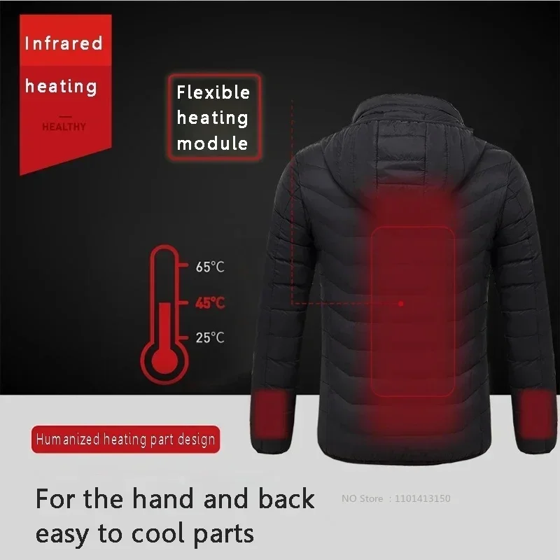 USB Heating Jackets Men Winter Warm Heated Parkas 21 Zones Electric Heated Jackets Waterproof Warm Jacket Coat Plus Size 6XL