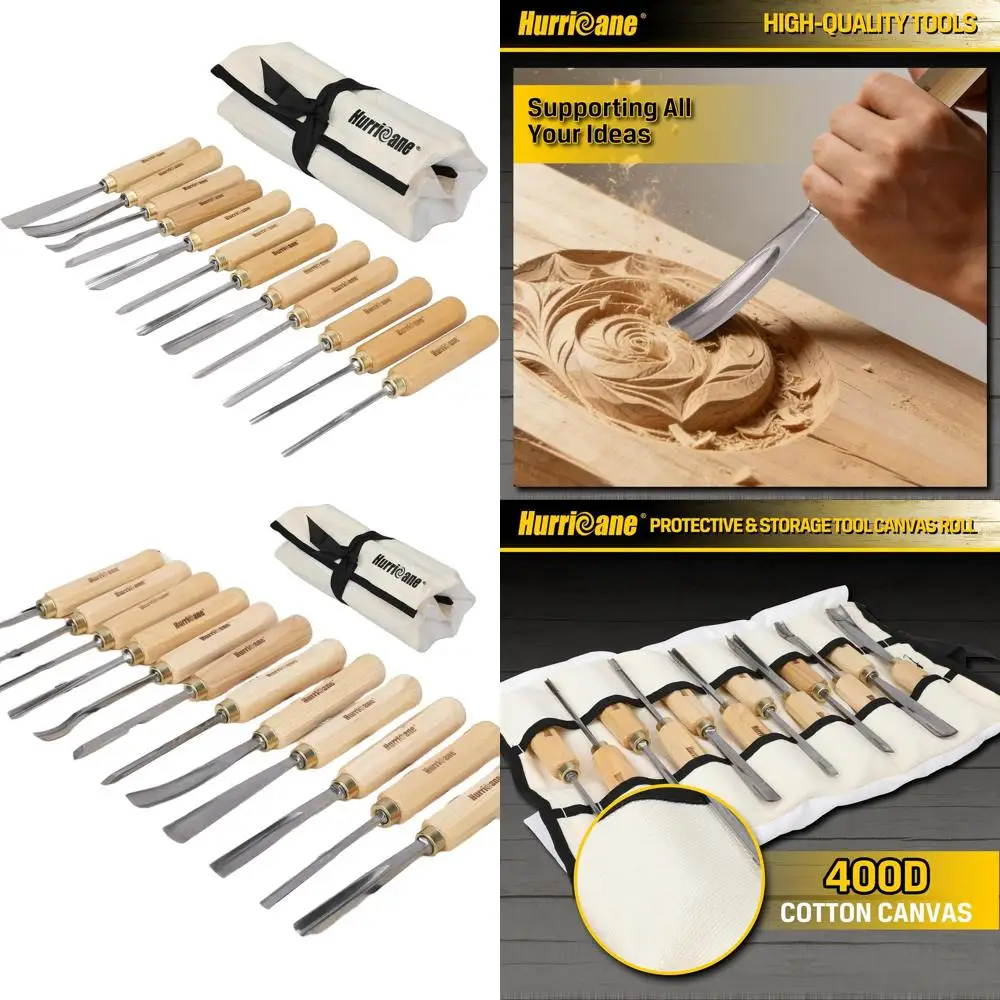 

Профессиональный набор для резьбы по дереву: 12 инструментов из стали CR-V 60 с сумкой для хранения