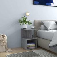 Elegant Concrete Gray Nightstand 35x35x55 cm Wood Material Modern Bedside Table for Bedroom Storage Organizer