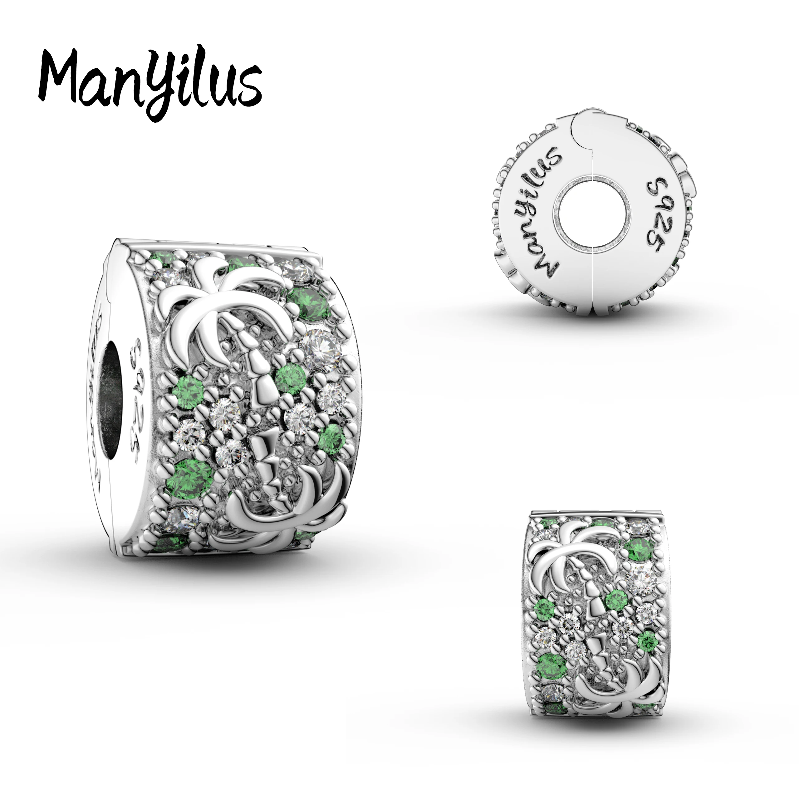 Manyilus 925 Sterling Silver Tropical Palm Tree Sparkling Charm Bead Fit Original Bracelet Summer Vacation Jewelry Gift