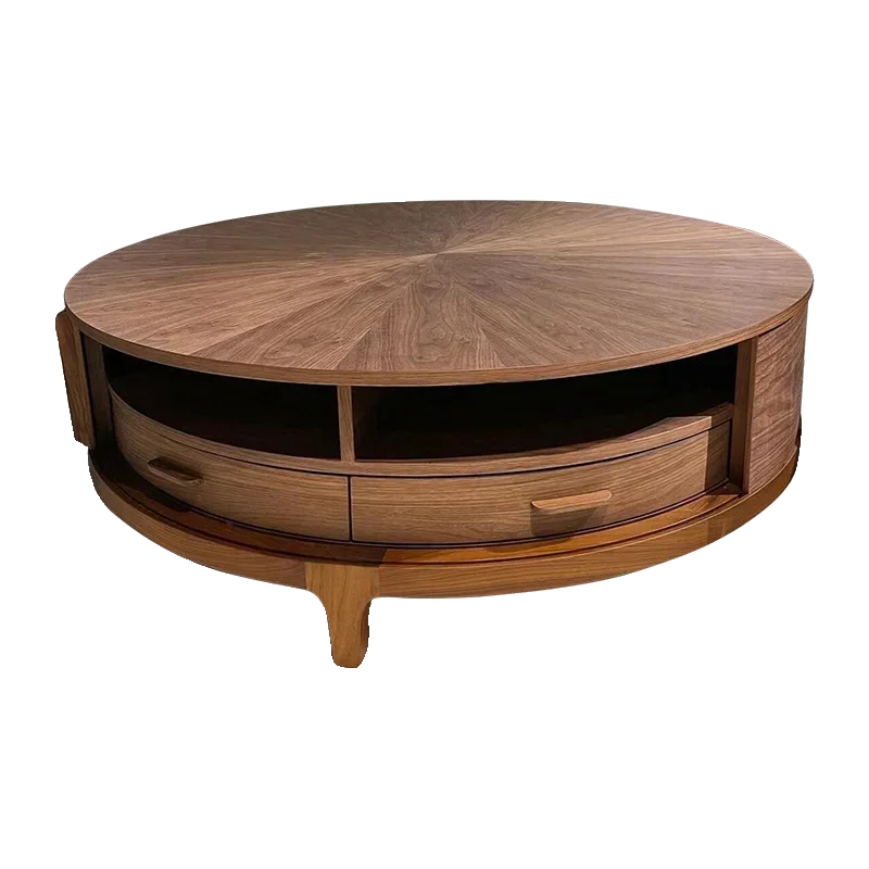 Nordic solid wood coffee table round Italian minimalist black walnut coffee table sent to designer household wabi-sabi