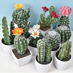 1PC Mini Fake Plastic Cactus Without Pot Potted Plant Home Decor Artificial Flower Realistic Cute Fake Succulent Plant