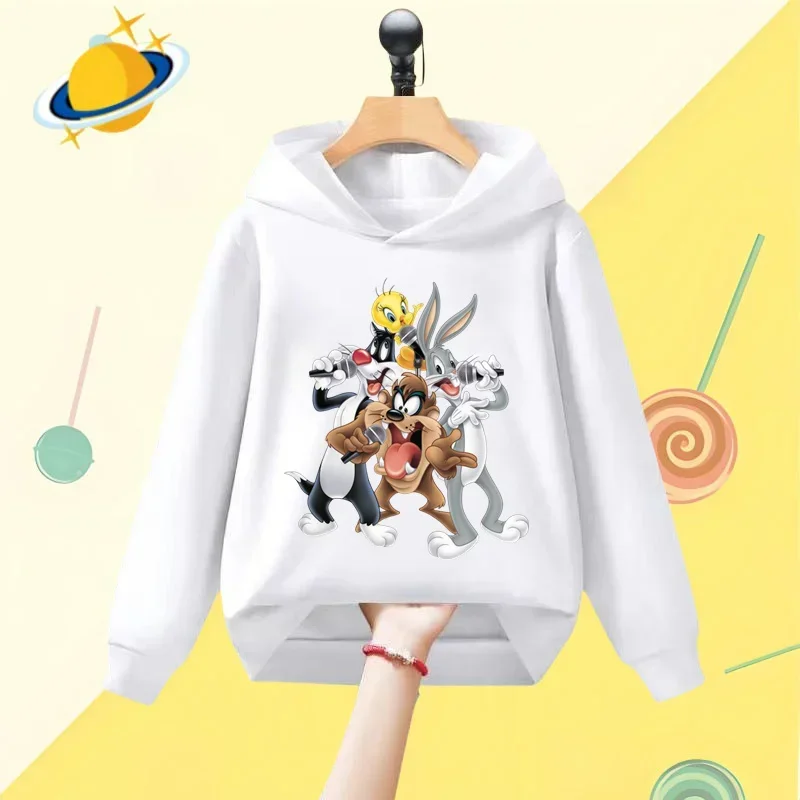 Anime Bunny Bugs Kids Hoodie Cartoon printed Autumn/Winter Long sleeve sweatshirt Boys Girls Kawaii casual top Harajuku