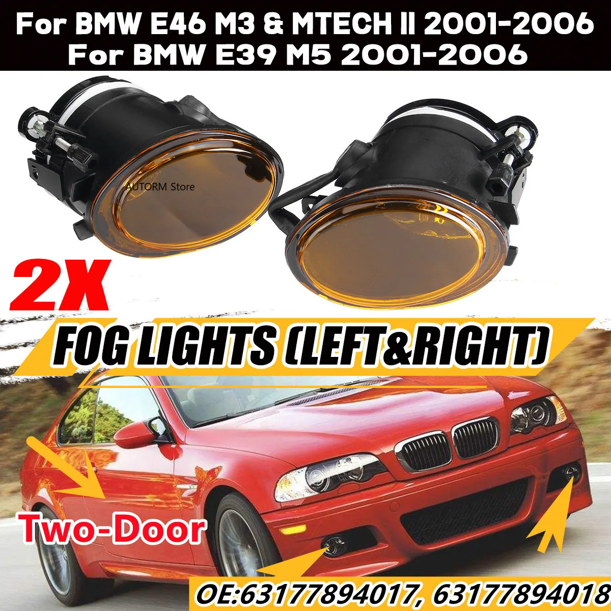 

Пара противотуманных фар переднего бампера для BMW E46 M3 & MTECH II & E39 M5 2001-2006