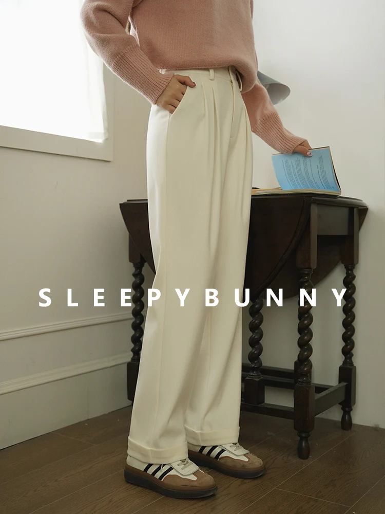 أنيقة الدافئة سميكة عالية الخصر الصوف السراويل الشتاء فضفاض مستقيم بنطلون عادية طويلة واسعة الساق لينة يندبروف الحرارية مكتب النساء