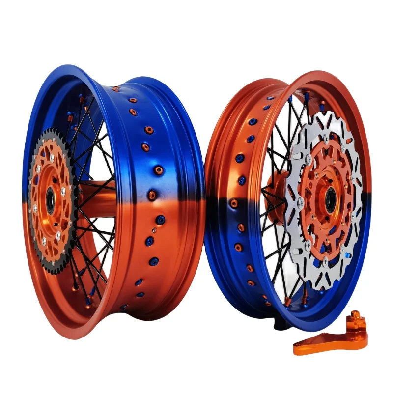 New Products 17 Inch Supermoto Wheels  Rims Set Bi-color Fit EXC SXF Customized Accept Color