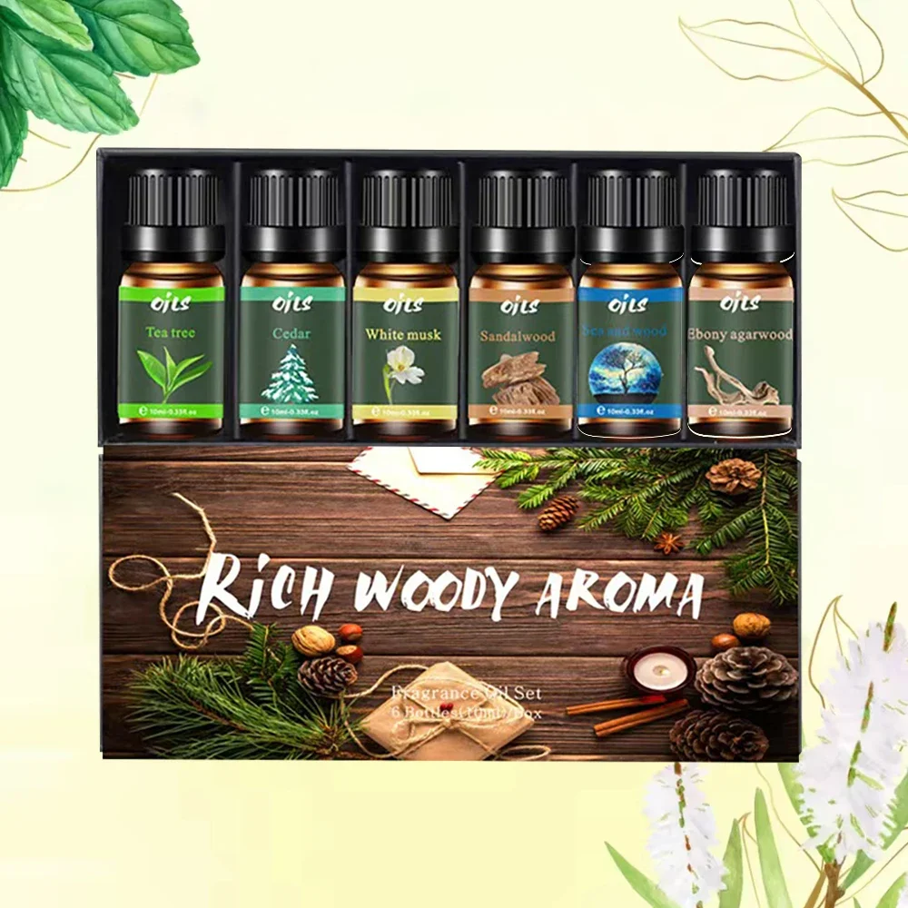 مجموعة هدايا الروائح 6 الزيوت العطرية الطبيعية 10 مللي زيوت الناشر مبخرة البخور مسحوق البخور Insiensos de sage مخاريط البخور